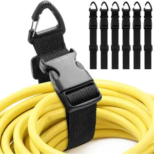 6 Pack 17 Inch Adjustable Extension Cord Holder Organizer with Triangle Clips for Garage Organization Storage Heavy Duty Cord Hanger for Men Workshop Black