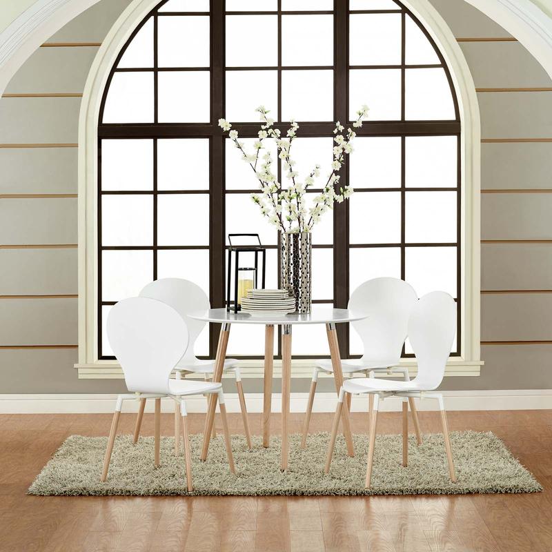 Modway Path Dining Chair Set of 4 in White