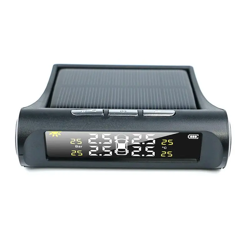 Tire Pressure Monitoring System, Universal Wireless Tire Pressure Monitor with 4 External Sensors, Real-time Display 4 Tires' Pressure & Temperature