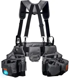 Tool Belt for Men with Suspenders & Magnetic Pouch – Heavy Duty Construction & Carpenter Tool Belt for Work & Jobsite Use