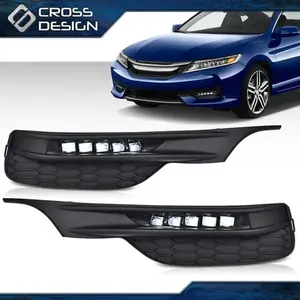 CROSSDESIGN Sedan LED Fog Lights Front Bumper Lamps Fit For Honda Accord 16-17 +Wiring+Switc