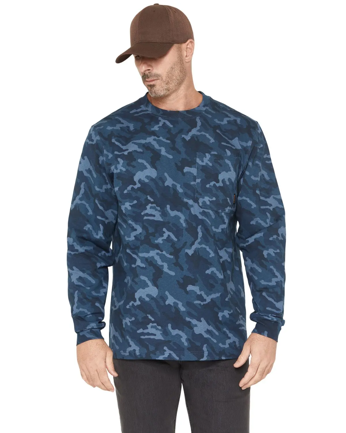 Hawx Men's Men'S Forge Camo Print Long Sleeve Work T-Shirt - Hxfa25k21-Nvy