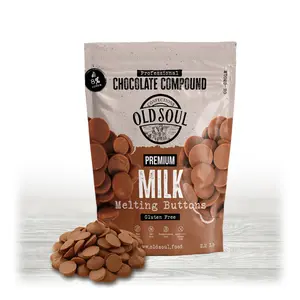 OLDSOUL Chocolate Compound Buttons | Milk Chocolate 8% Real Cocoa | Smooth Melting | Perfect for Baking & Desserts
