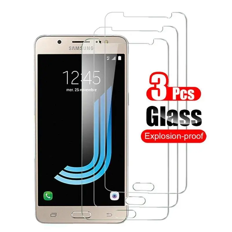 3Pcs 9H Tempered Glass Screen Protector for Samsung Galaxy J7 (2015-2018), J700, J710, J730, J737 Smartphone Cellphone Handheld Accessories with Cloth