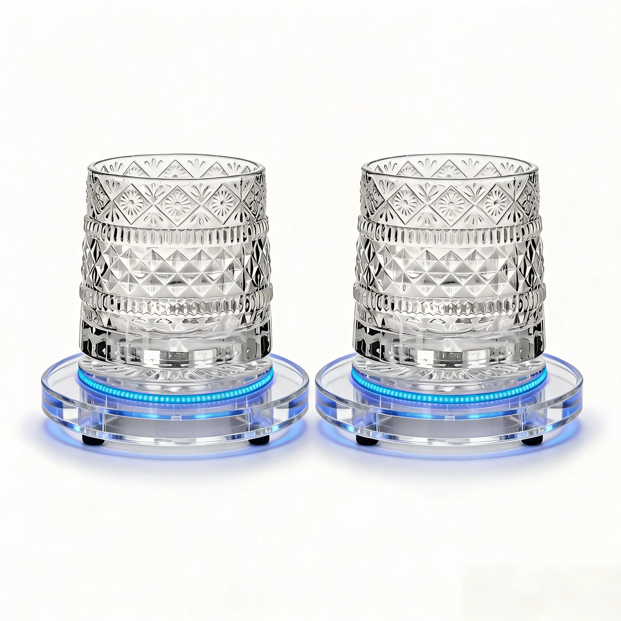 #Summerfinds Seven-Colored Lights Spinning Whiskey Glasses Cup Set, 10 oz Lead-Free Spinning Fashioned Crystal Tumbler, Home Bar Whiskey Gifts, Luxury 360°Spinning Crystal Glass-Star-CutStress Whiskey & Wine Glass - Premium Gift!