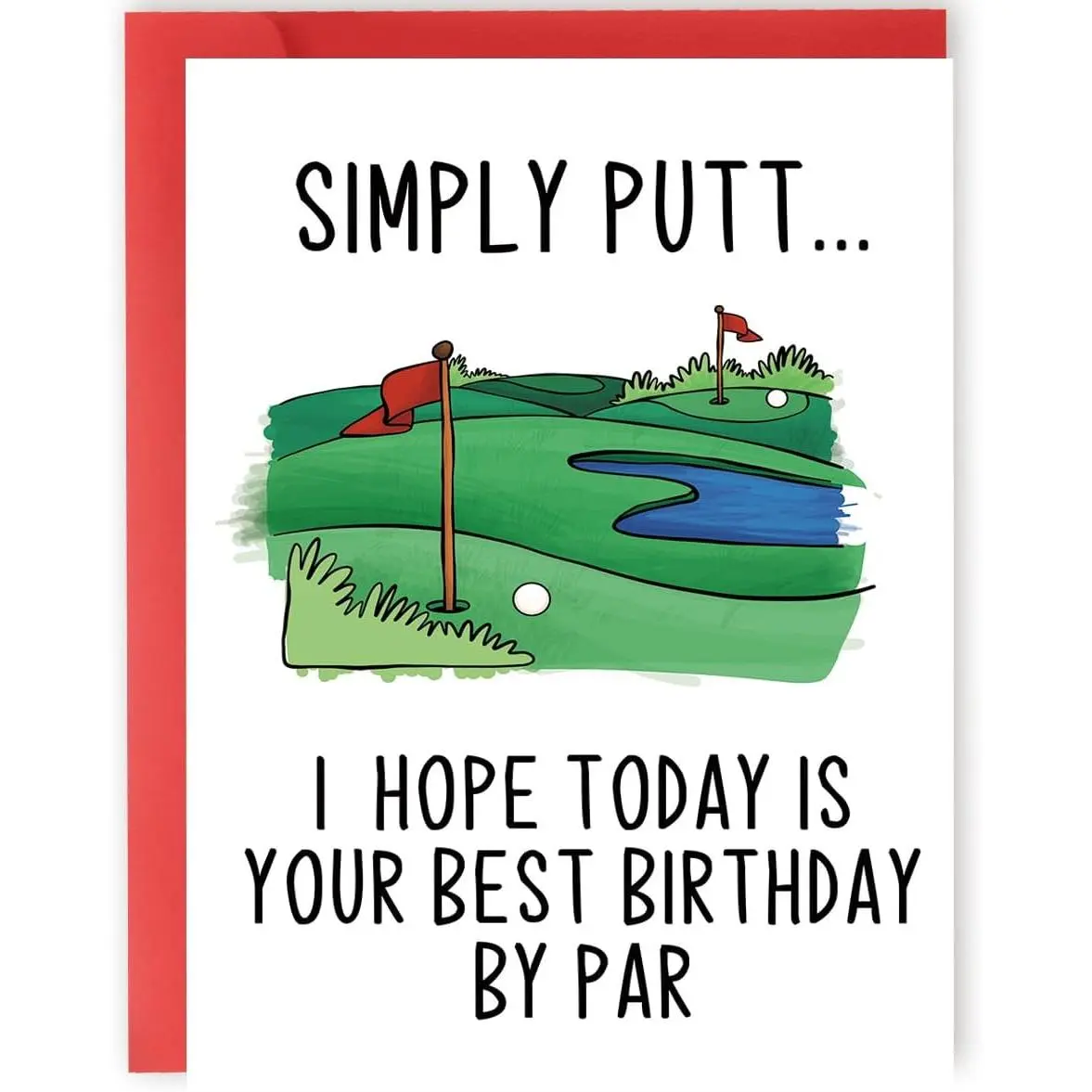 Humorous Greeting Cards - Funny Golf Birthday Card for Men, Snoopy Sports Gift for Dad Uncle, "I Hope Today Is Your Best Birthday By Par" Office Stationery