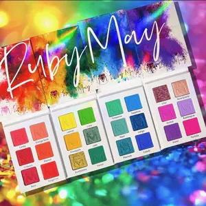 Ruby May Rainbow Vibes Eyeshadow Palettes - 4 Different 6 Shade Pressed Pigment Palettes - Makeup Cosmetic