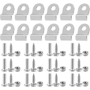 12 Sets 3/16" Stainless Steel Brake & Fuel Line Clamps with Screw Compatible with Street Rod Truck Dune Buggy
