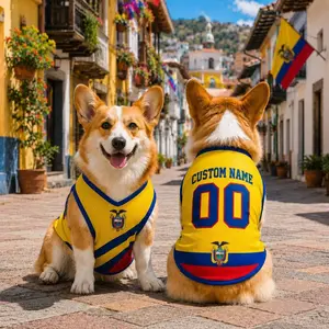 Personalized Ecuador Pet Jersey, Ecuador Dog Cat Soccer Shirt, Ecuador Jersey for Pets with Name Number
