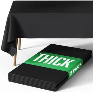 Table cloth polyester table cloth for rectangle table 60x84 tablecloth decorative tablecloths for parties dinings picnics washable ironable black 2 pack