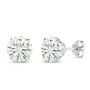 2.00 Cttw 14K Gold Moissanite Earrings | 6.5MM Round Stud Earrings | Gold Earrings For Women Men | Fine Jewelry Gifts for Her Mom Women Wife