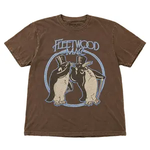 Fleetwood Mac Brown Graphic T-Shirt Vintage Style Penguin Rock Band Tee