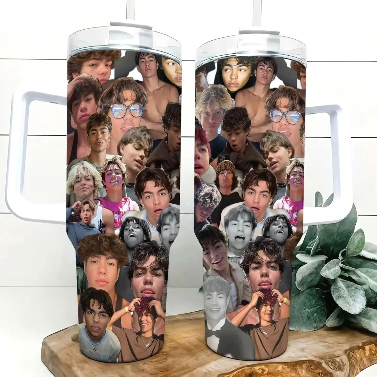 Malachi Barton Fan Collage 40oz Insulated Travel Tumbler Stainless Steel Mug with Handle and Straw Leak Proof Vacuum Thermal Cup Keeps Drinks Hot 12H Cold 24H Fan Gift Young Hollywood Actor Merch Aesthetic Large Water Bottle Reusable Mug 2026