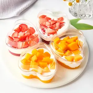 20/50/100pc transparent heart-shaped ice cream dessert cake cup with lid, 5-ounce mousse dessert yogurt cup, Bakeware, Durable and suitable for outdoor use, ideal for weddings, birthdays, parties, ice cream, yogurt, etc.