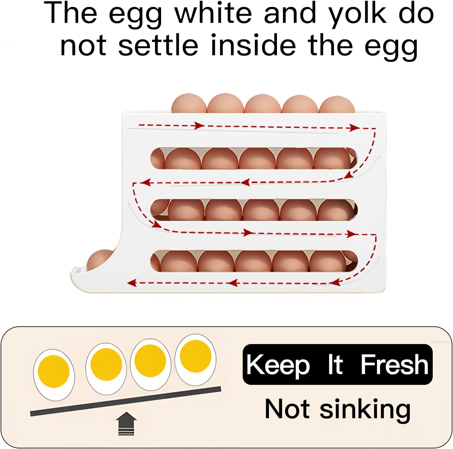 Egg Dispenser Automatic Rolling Egg Tray Organizer - Holds 28 Eggs, Space Saving Refrigerator Egg Roller for Dining Table, Kitchen & Cabinets Egg Dispenser Automatic Rolling Egg Tray Organizer - Holds 28 Eggs, Space Saving Refrigerator Egg Roller for Dining Table, Kitchen & Cabinets