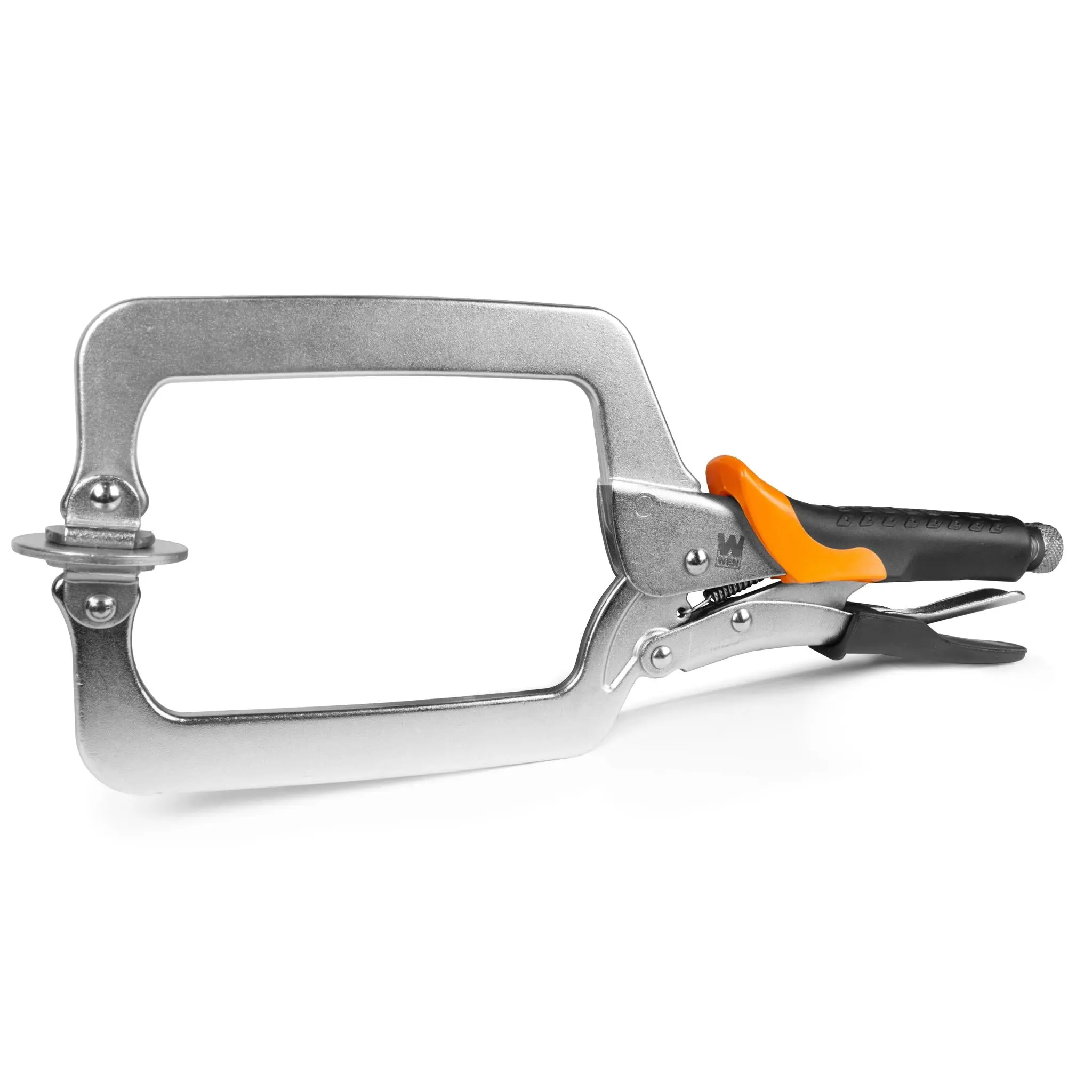 WEN CL650F 6-Inch Metallic Face Clamp, Hardware Tool with 6" Throat, Quick Release, Ergonomic Soft Grip, Adjustable Tension Knob, Swiveling Non-Marring Clamp Pads, 5-Inch Clamping Capacity for Woodworkers