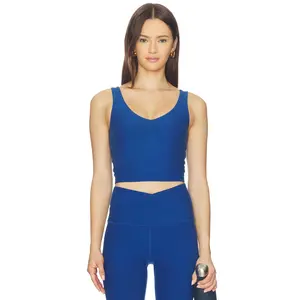 Beyond Yoga Spacedye Good Day Cropped Tank Top in Marine Blue Heather