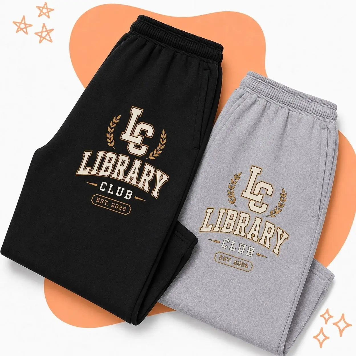 Library Club Sweatpants for Men and Women, Oversized Fleece Joggers, Soft Cotton Blend, Elastic Waist, Relaxed Fit, Y2K Streetwear Style, Cozy Lounge Pants, Perfect for School, Gym, Travel and Everyday Wear B