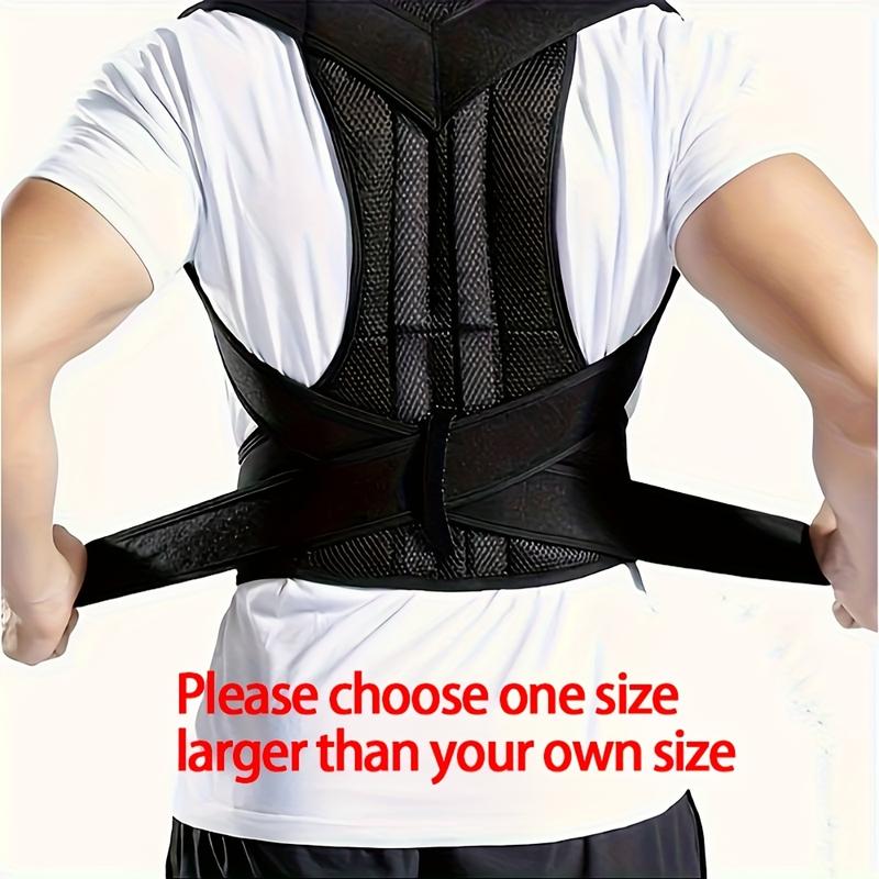 Black Adult Back Support Belt |     Adjustable Upper Back Straightener with Shoulder Strap and Lumbar Support, Invisible Back Support Strap, Ergonomic Design |   Breathable Polyester Fiber, Back Support, Adult Back Shoulder Fixation Strap, Back Back Good
