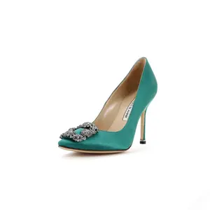 Pre-owned Manolo Blahnik Women's Hangisi Pumps Satin 105 by Rebag