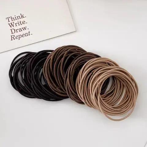 100pcs Simple Plain High Elastic Hair Ties, Durable Non-damage Hair Rubber Bands, Casual Versatile Hair Accessories for Women, Scrunchie