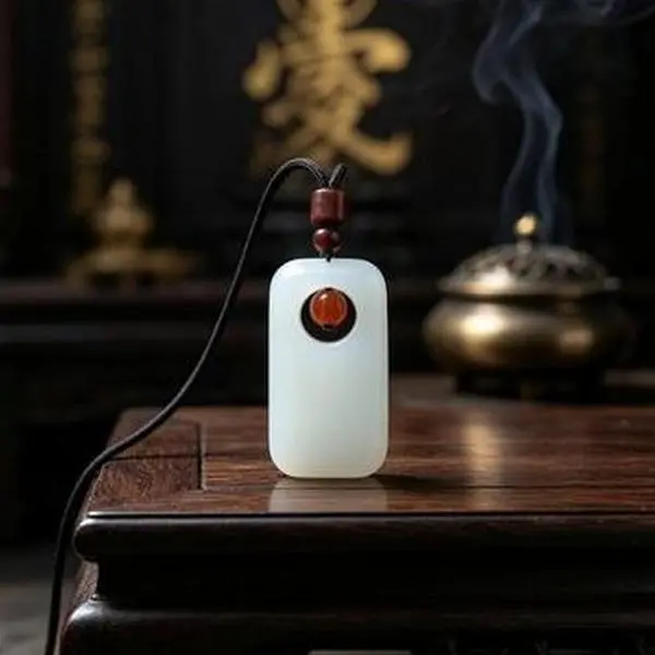 Taoist White Jade Plain Protective Pendant - Hollow Bead Phone Charm, Fortune-Gathering, Magnetic Field-Stabilizing Phone Accessory, One-Piece