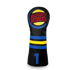 Classic color-block striped golf club headcover for woods 1/3/5/X, universal fit, 3D embroidery, wear-resistant PU leather, prevents clubhead from bumps, scratches, and wear, combining practicality and decoration, Golf Accessories
