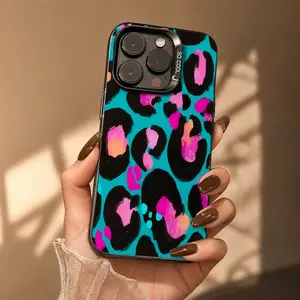 Neon Leopard Print TPU Cellphone Cover - Protective Shockproof Drop Protection Phone Case, Comfortable Hand Feel, Ideal Gift for Family, Compatible with iPhone 17/16/15/14 Pro Max/13/12/11/XR/XS Plus Mobile Accessories