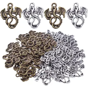 Dragon Charms, 50pcs Alloy Animal Pendants for Jewelry DIY Earrings Necklace Bracelet Making Craft Supplies, 21mm16mm