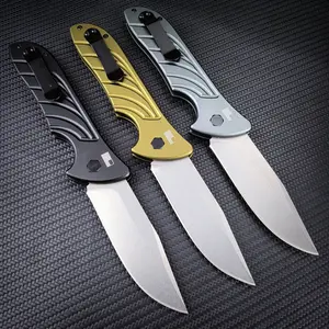EDC Folding Knife CPM‑154 Steel Drop Point Blade Black Aluminum Handle
