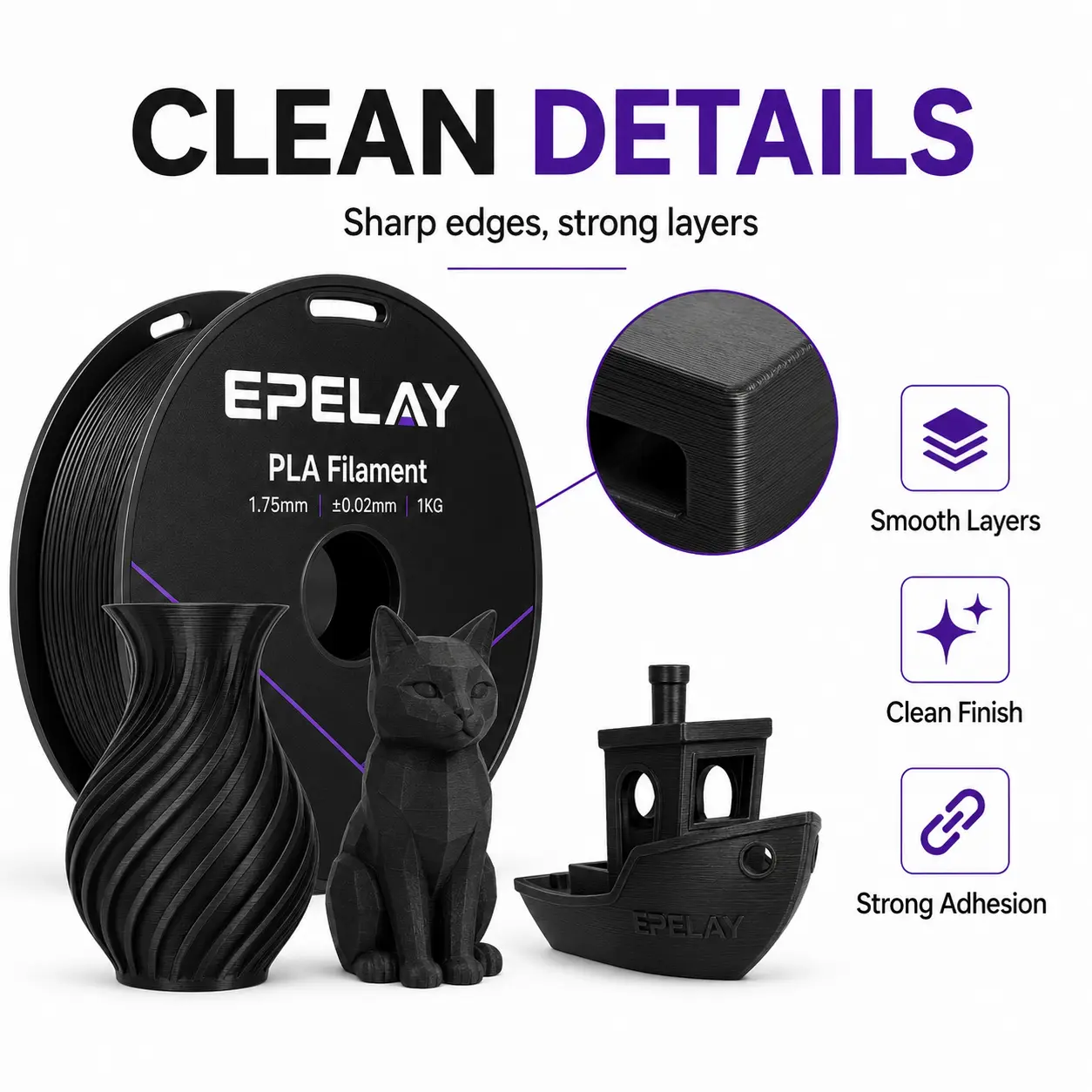 Epelay PLA+ 3D Printer Filament, 1.75mm Diameter, 0.02mm High Precision, Odor-Free, Smooth Feed, Anti-Clog, Eco-Friendly FDM Consumables, Compatible with Most FDM Printers, High-Speed Printing Summervibes Bundle, Diy Projects, Artistic Creations tiktoksho Epelay PLA+ 3D Printer Filament, 1.75mm Diameter, 0.02mm High Precision, Odor-Free, Smooth Feed, Anti-Clog, Eco-Friendly FDM Consumables, Compatible with Most FDM Printers, High-Speed Printing Summervibes Bundle, Diy Projects, Artistic Creations tiktoksho