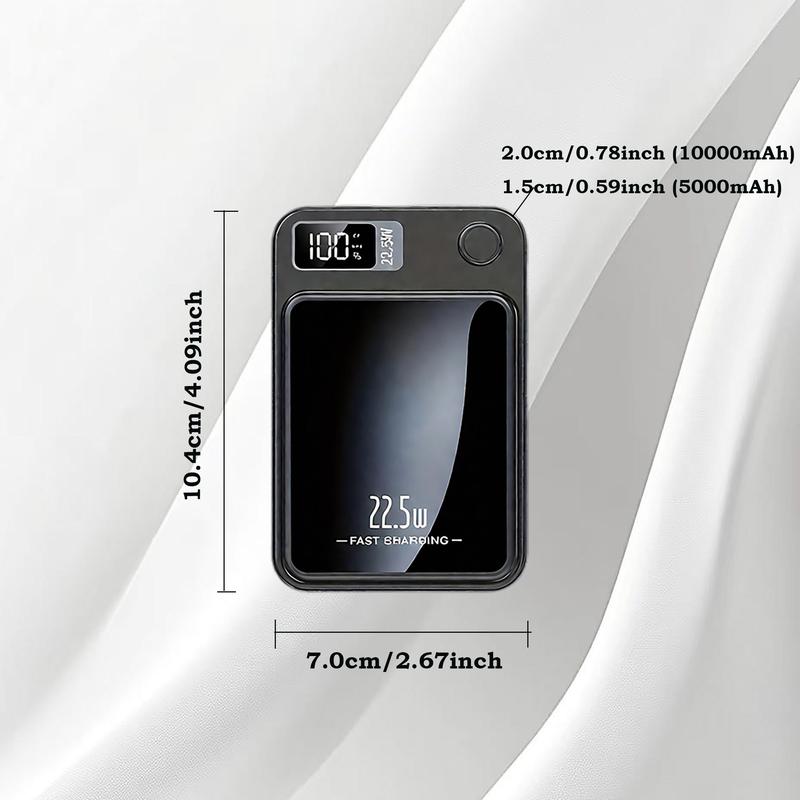 5000mAh/10000mAh Magnetic Wireless Power Bank, Ultra-Slim Compact Portable Power Bank with 22.5W Wired & 15W Wireless Output, 20W Input, Type-C Input/Output, Power Display, Compatible with iOS system