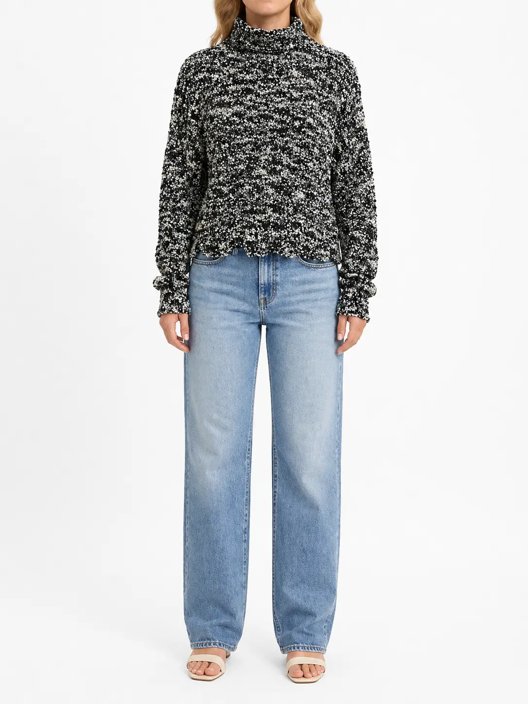 Marled Turtleneck Sweater – Chunky Textured Knit Pullover