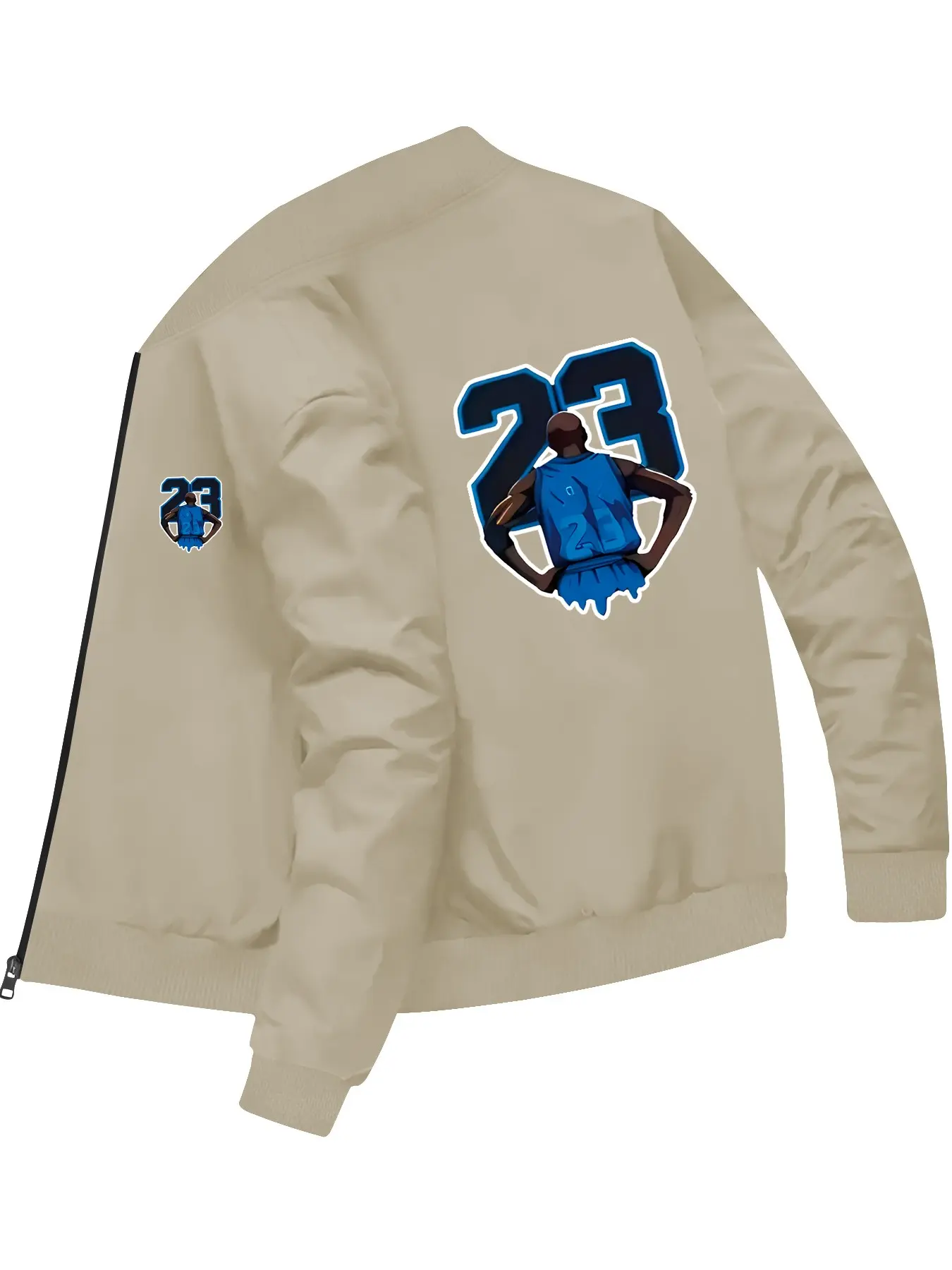 Basketball Number Printed Bomber Jacket for Daily Casual Street Style and Sports Activities