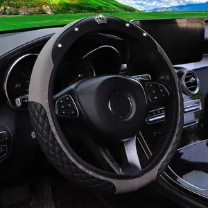Car Steering Wheel Cover, PU Leather Crown Design Steering Wheel Cover, Non-slip Steering Wheel Cover For Women