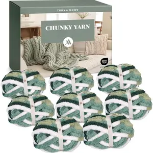 Chunky Yarn for Hand Knitting - Super Thick Chenille Chunky Yarn for Crocheting - Extra Soft Bulky  Blanket Big Yarns 8  Pack (27yds,8 oz Each Skein)