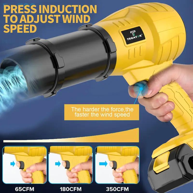 Leaf Blower, Electric Cordless Air Blower with 2 Batteries and Charger - Yellow