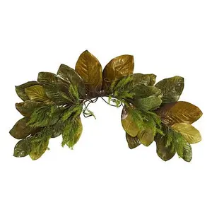 Nearly Natural 35 in. Fall Magnolia Leaf Artificial Swag Nearly Natural 35 in. Fall Magnolia Leaf Artificial Swag