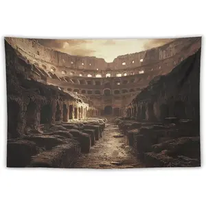 Rome Colosseum Tapestry - Night Ancient Roman Coliseum Photography Backdrop, Premium Terry Cloth Horizontal Wall Hanging for Home Decor, Studio Props, Italy Travel Party & Portrait Background