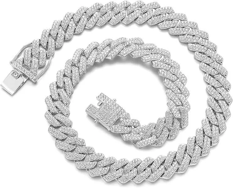 Cuban Link Chain Mens Iced Out Miami Cuban Necklace Bling Diamond Hip Hop Jewelry for Women Cuban Link Chain Mens Iced Out Miami Cuban Necklace Bling Diamond Hip Hop Jewelry for Women