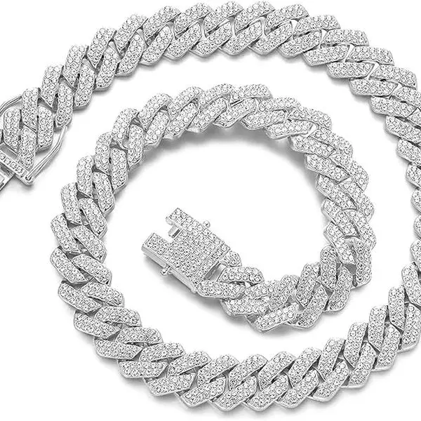 Cuban Link Chain Mens Iced Out Miami Cuban Necklace Bling Diamond Hip Hop Jewelry for Women,sohochic
