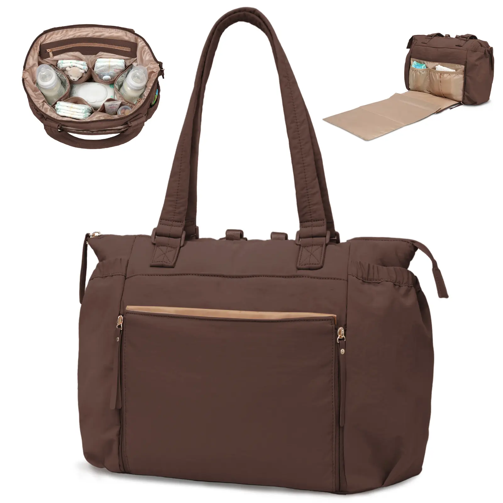 Miss Fong × MOMINSIDE Lightweight Hospital Bag for Mom and Baby, Diaper Bag with a Detachable Extendable Changing Pad, Convertible Backpack for Travel, Large-Capacity Organization Shoulder Tote Bag for Women, Everyday & Laptop Use, Baby Shower Gift