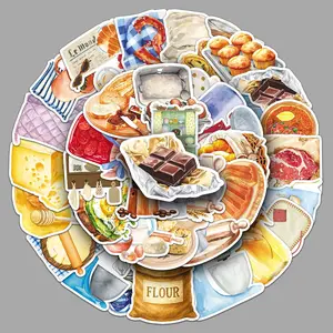 50 Pcs Cartoon Baking Time Decorative Stickers, Fun Trendy Notebook Fridge Guitar Stickers, Wholesale Pack, Sticker Packs, Unique Personality