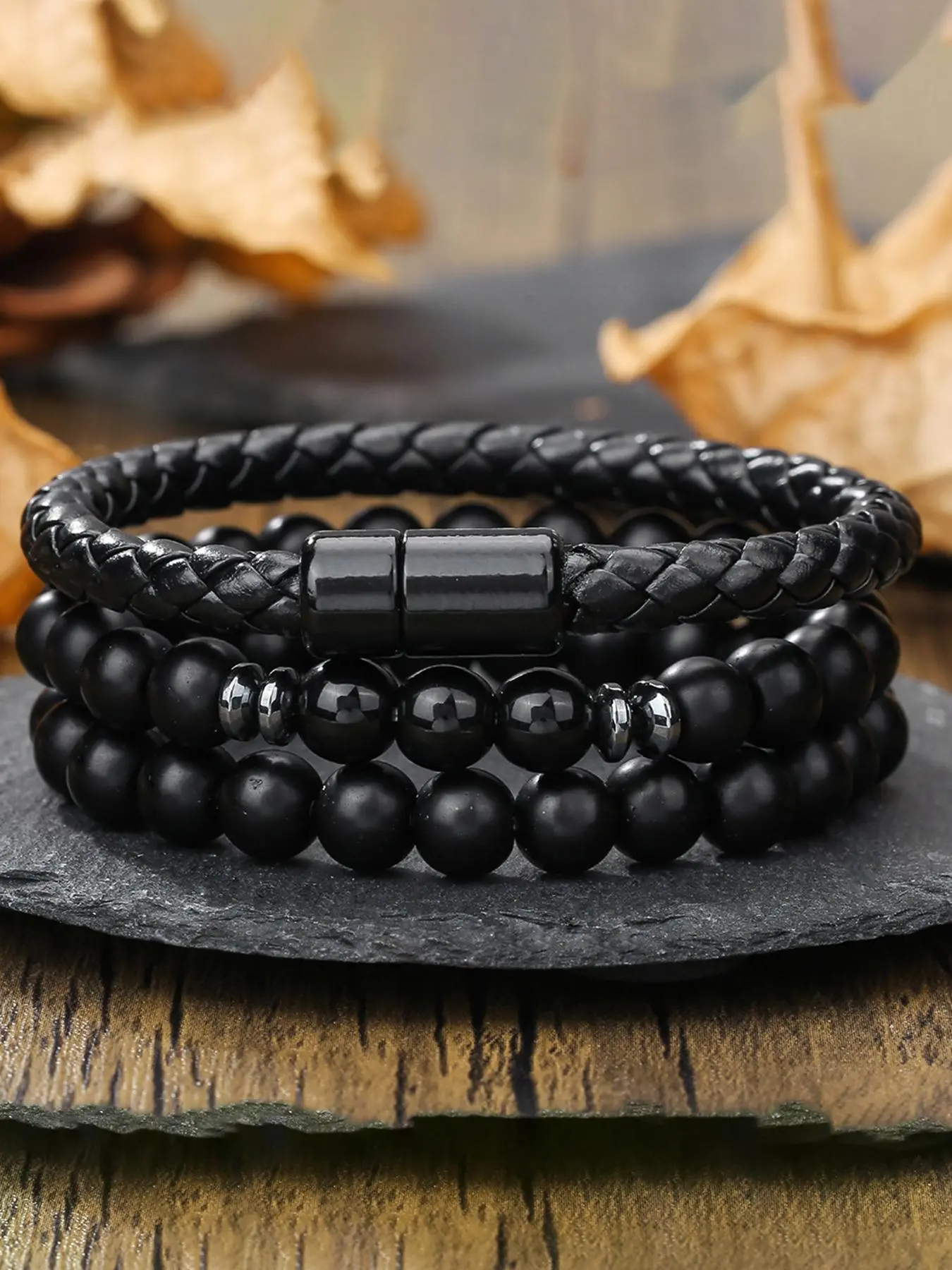 Men's Vintage Beaded Bracelet, Fashionable Casual Matching Bracelet for Party, Daily Clothing Decor, Trendy All-match & Exquisite Jewelry for Birthday Gift, Stackable Bracelets, Beaded Bracelet Set