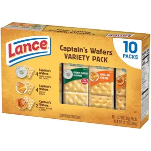 Lance Sandwich Crackers, Captain's Wafers, Variety Pack, 10 Individual Packs, 6 Sandwiches Each