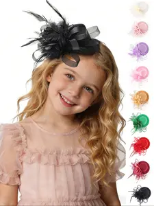 1pcs Fascinators Banquet Ribbons Feathers Headwear Cocktail Tea Party Wedding Church Bridal Derby Hat for Women Boho Style