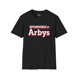 "Sponsored by Arby's" softsyle t shirt, unisex.