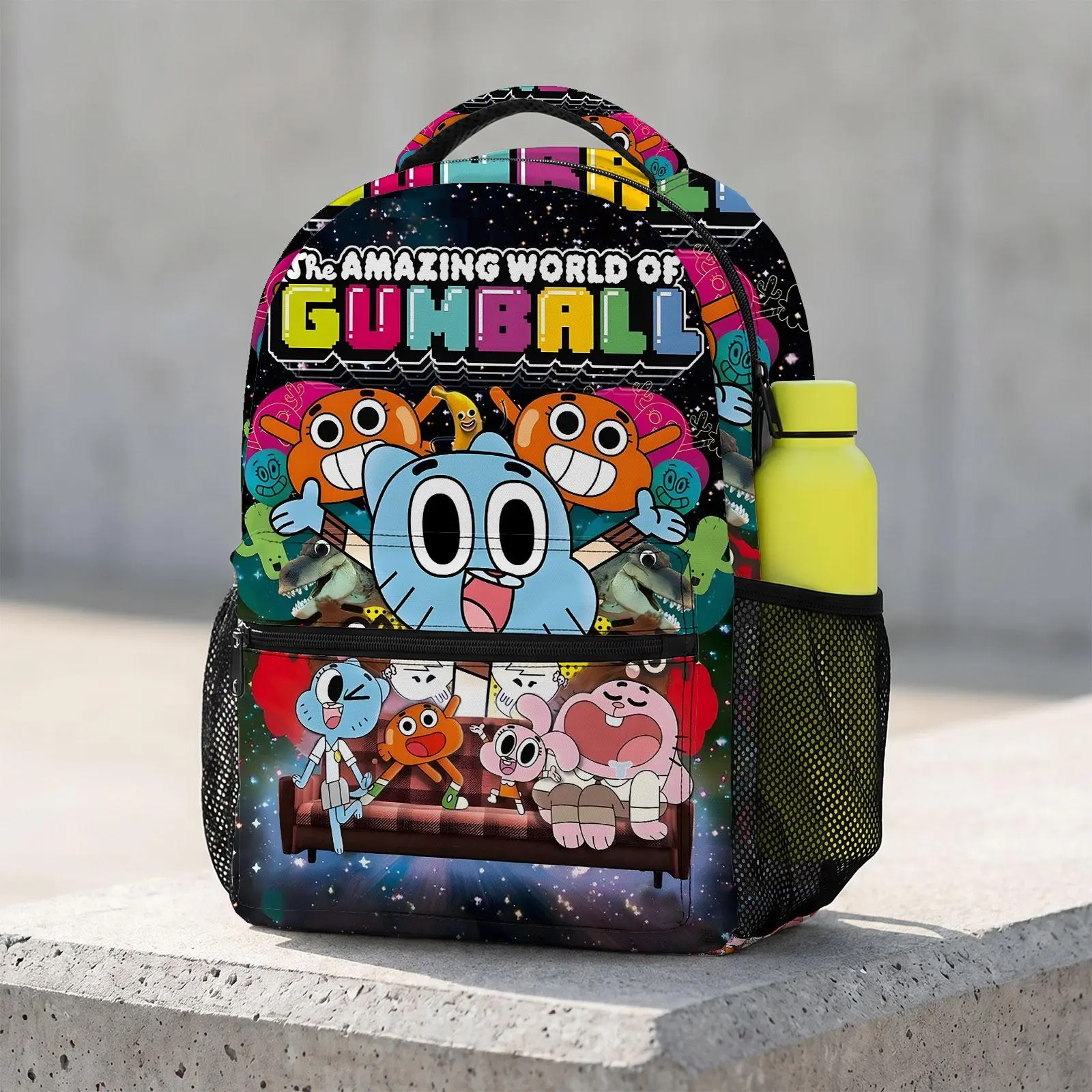 The-Amazing-World-of-Gumball Cute Cartoon School Backpack for Teen Girls | Aesthetic Print Bookbag for Kids & Students | Large Capacity Casual Daypack