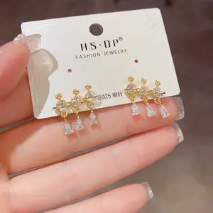 LisiZen Korean Japanese Exquisite Fashion Versatile Super Shiny Full Diamond Saturn Water Drop Tassel Earrings Stylish Light Luxury High-end Earrings for Women DZEH5164