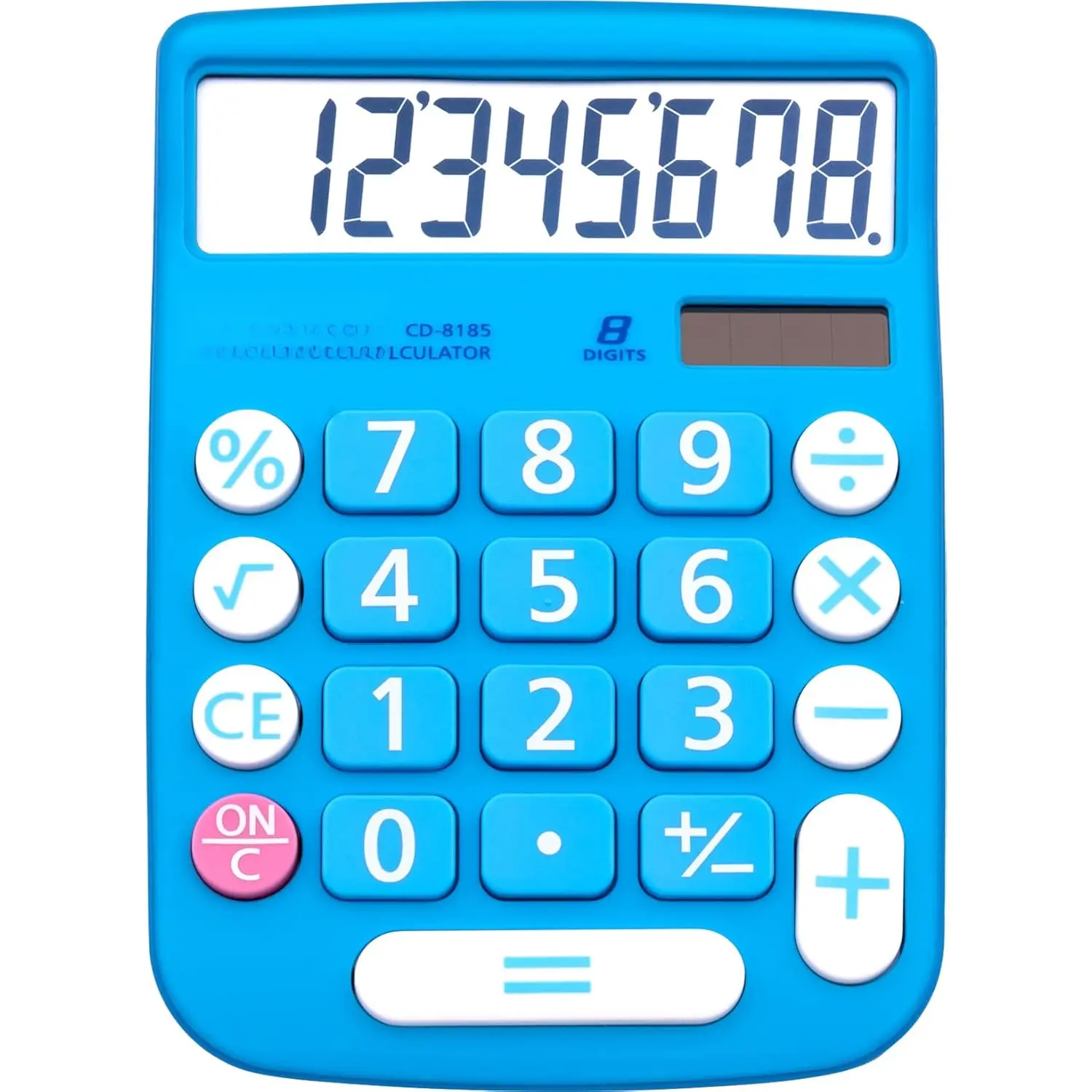 Desktop Calculator 8 Digit with Solar Power and LCD Display, Big Buttons, for Home, Office, School, Class and Business, 4 Function Small Basic Calculators for Desk, CD-8185